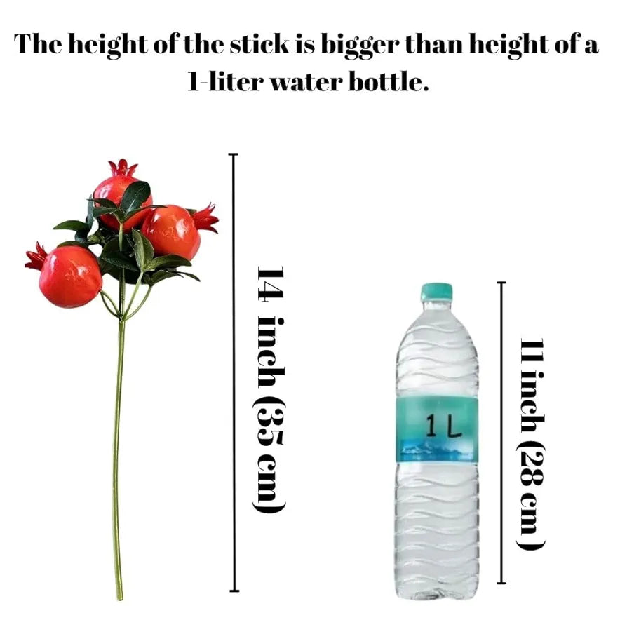 SATYAM KRAFT 3 Pcs Pomegranate Plant Stick, Elevate Your Décor with Artificial Pomegranate Branches Lifelike Tree Plants for Vase Display in Home, Garden, Office, Living Room